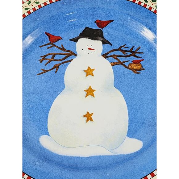Oneida Sakura Snowman Salad Plate 8 1/4" Debbie Mumm Stoneware Dinnerware x 4 - Picture 8 of 14